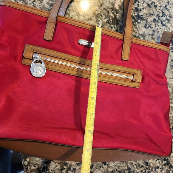 Michael Kors Kempton Red Nylon with Leather Accents Tote Bag - Picture 2 of 16
